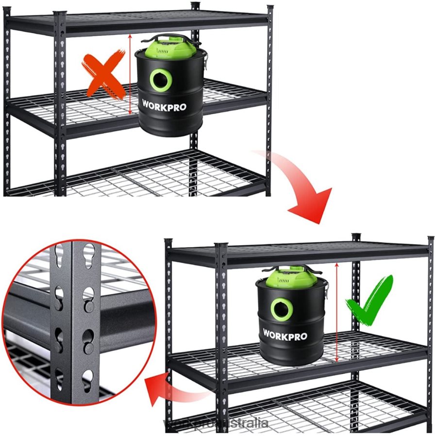 WORKPRO 5-Tier Metal Shelving Unit Heavy Duty Adjustable Storage Rack D4R0VT7 Storage Black