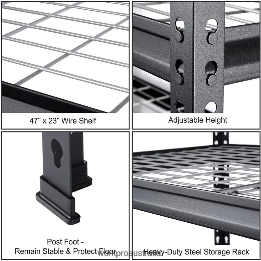 WORKPRO 5-Tier Metal Shelving Unit Heavy Duty Adjustable Storage Rack D4R0VT7 Storage Black