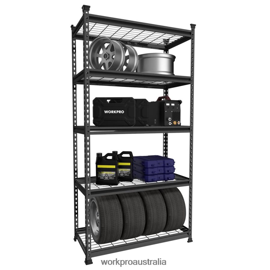 WORKPRO 5-Tier Metal Storage Shelving Unit Adjustable Storage Rack Heavy Duty Shelf D4R0VT6 Storage Black With Silver Pattern