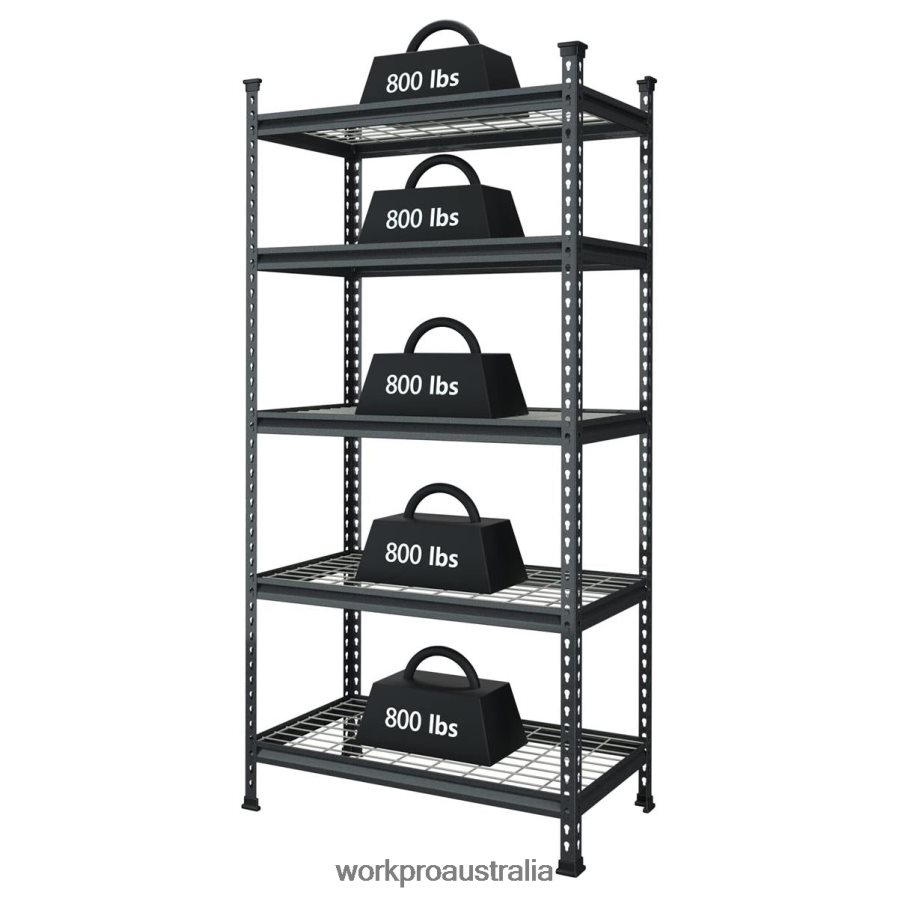 WORKPRO 5-Tier Metal Storage Shelving Unit Adjustable Storage Rack Heavy Duty Shelf D4R0VT6 Storage Black With Silver Pattern