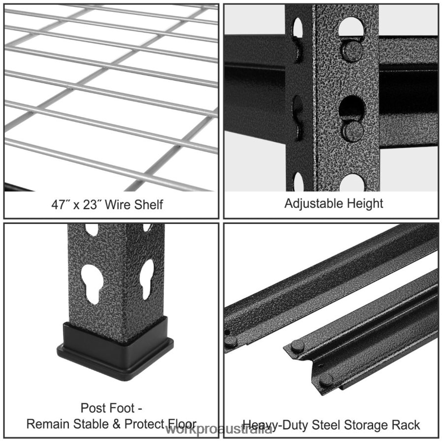 WORKPRO 5-Tier Metal Storage Shelving Unit Adjustable Storage Rack Heavy Duty Shelf D4R0VT6 Storage Black With Silver Pattern