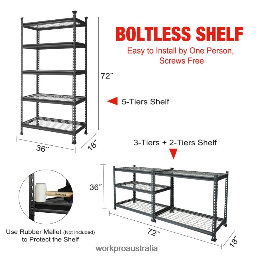 WORKPRO 5-Tier Metal Storage Shelving Unit Adjustable Storage Rack Heavy Duty Shelf D4R0VT6 Storage Black With Silver Pattern