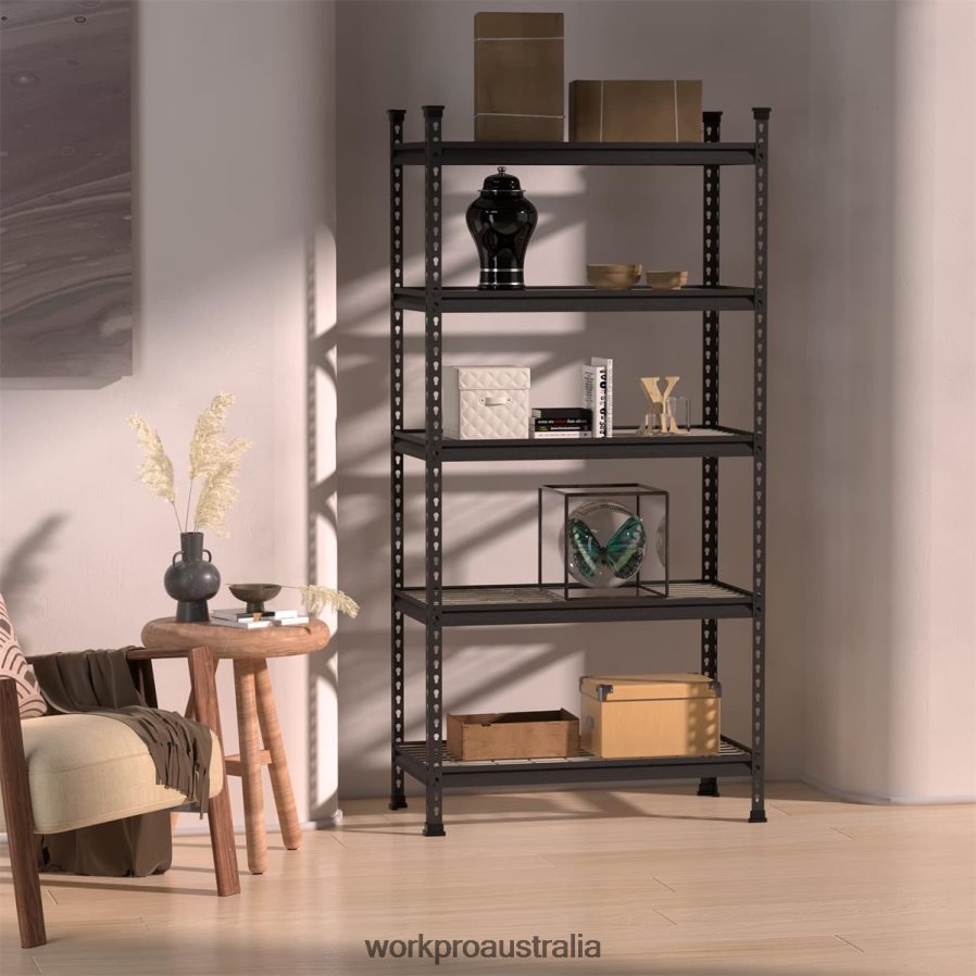 WORKPRO 5-Tier Metal Storage Shelving Unit Adjustable Storage Rack Heavy Duty Shelf D4R0VT6 Storage Black With Silver Pattern