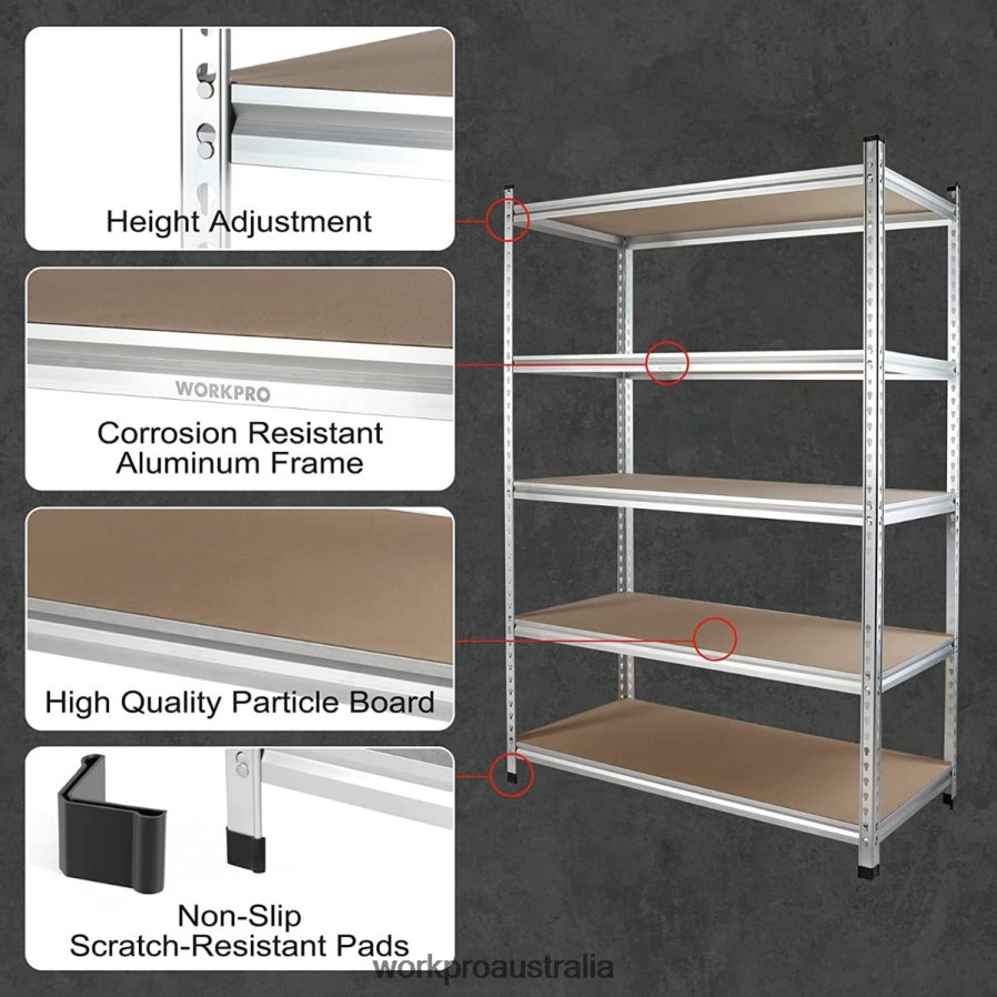 WORKPRO 5-Tier Storage Shelving Unit Adjustable Storage Rack Heavy Duty Aluminum Alloy Shelf D4R0VT9 Storage Helpful