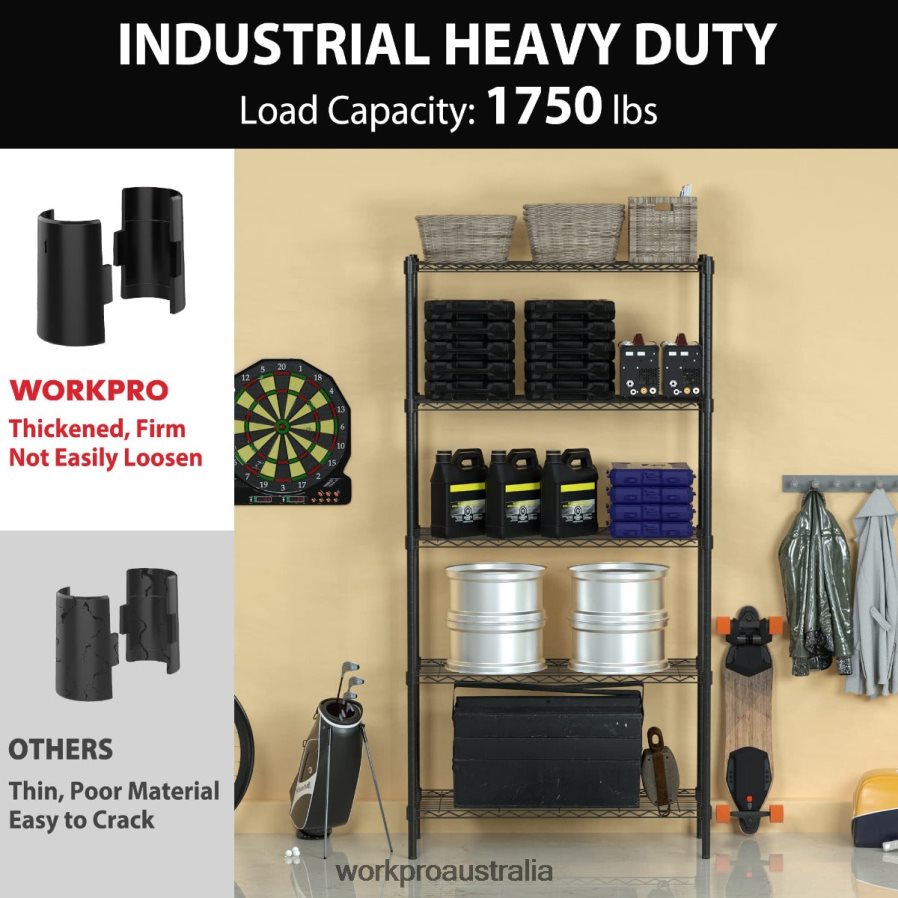 WORKPRO 5-Tier Wire Shelving Unit Metal Storage Shelves Rack Heavy Duty Utility Shelving D4R0VT11 Storage Useful