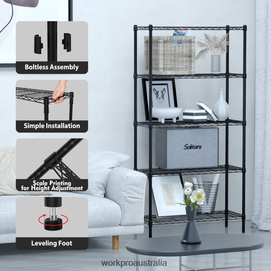 WORKPRO 5-Tier Wire Shelving Unit Metal Storage Shelves Rack Heavy Duty Utility Shelving D4R0VT11 Storage Useful