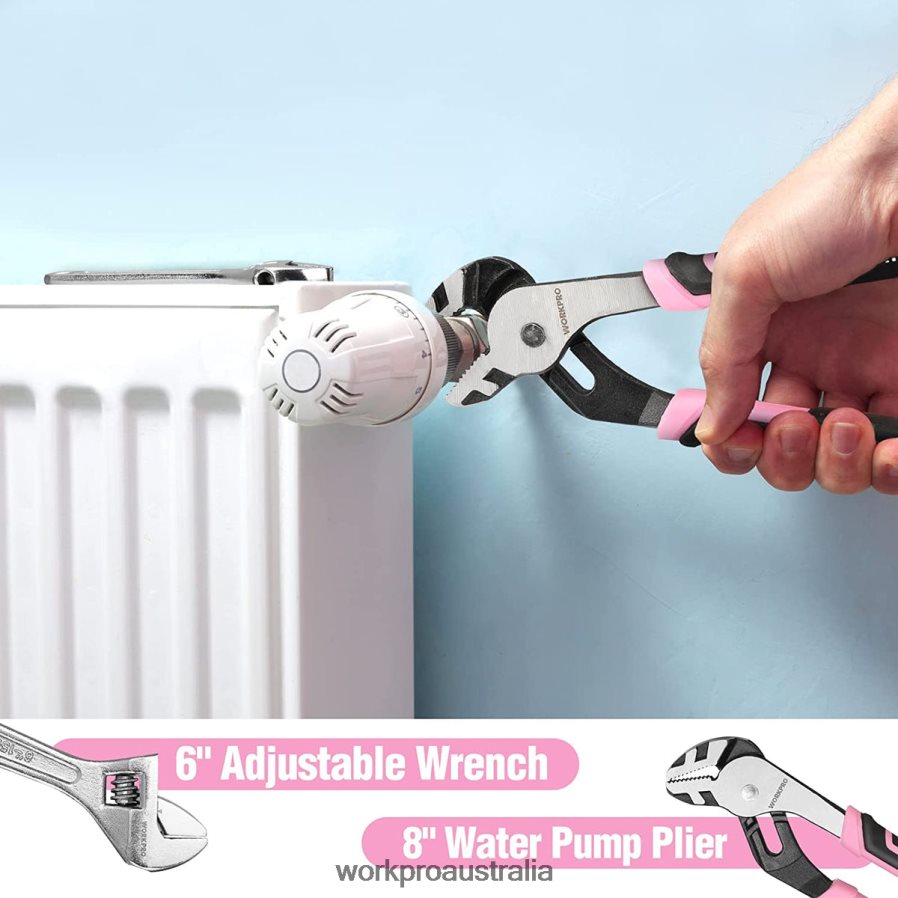 WORKPRO 52 Pcs Tool Set Home Women\s Tool Set with Storage Tool Box Basic Tool Set - Ribbon D4R0VT249 Tool Pink