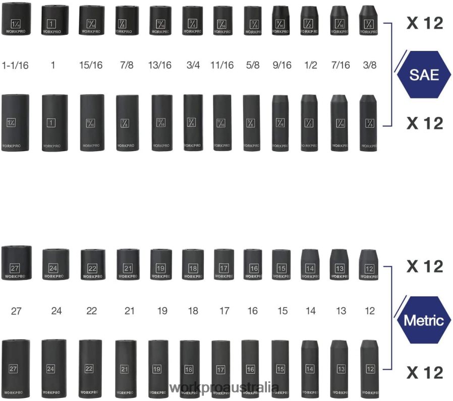 WORKPRO 55 Pcs Drive Impact Socket Set with Extension Bars Premium Cr-V Steel SAE and Metric Sockets with Enhanced Storage Case D4R0VT307 Tool Morden