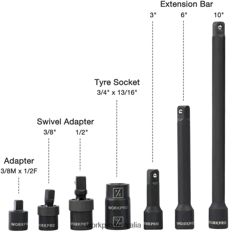 WORKPRO 55 Pcs Drive Impact Socket Set with Extension Bars Premium Cr-V Steel SAE and Metric Sockets with Enhanced Storage Case D4R0VT307 Tool Morden