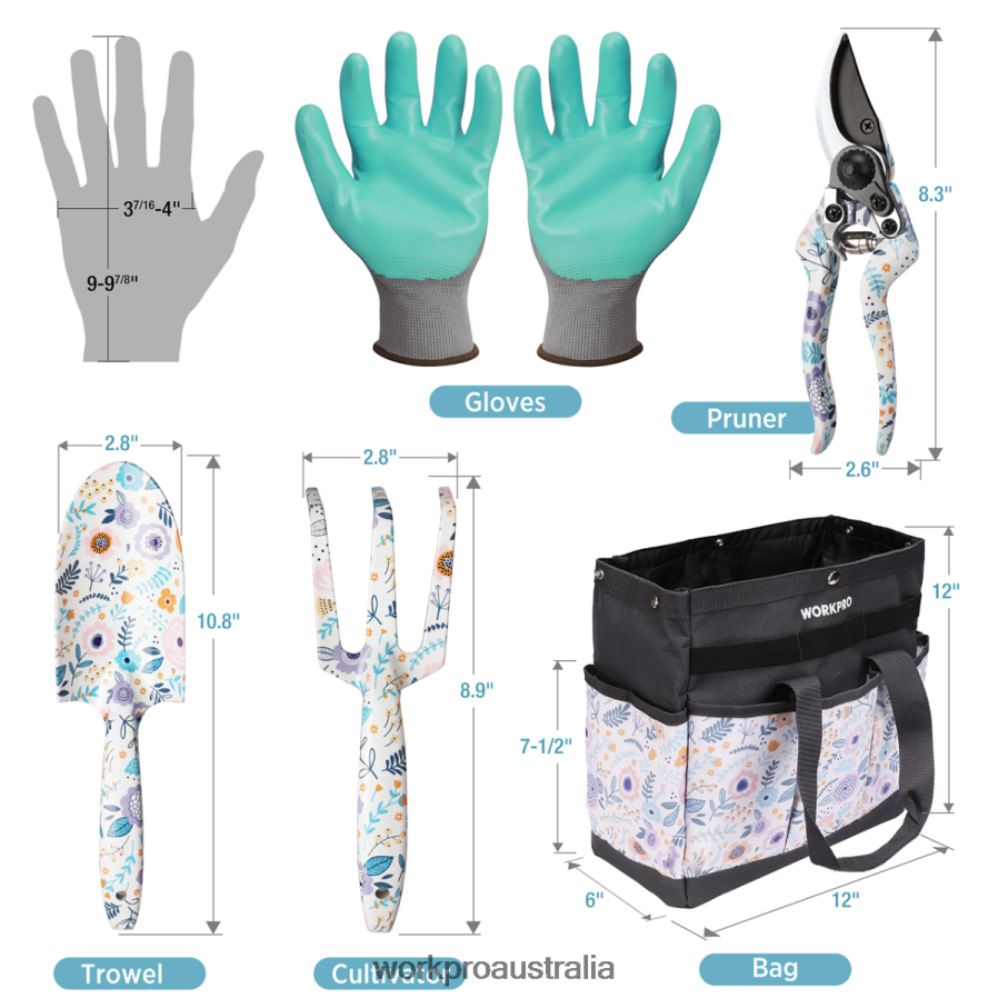 WORKPRO 5PCS Aluminum Heavy Duty Gardening Tool Set D4R0VT284 Tool White/Pink