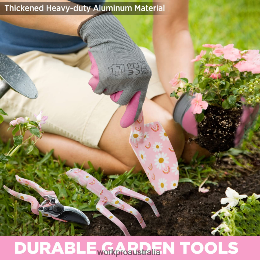 WORKPRO 5PCS Aluminum Heavy Duty Gardening Tool Set D4R0VT284 Tool White/Pink