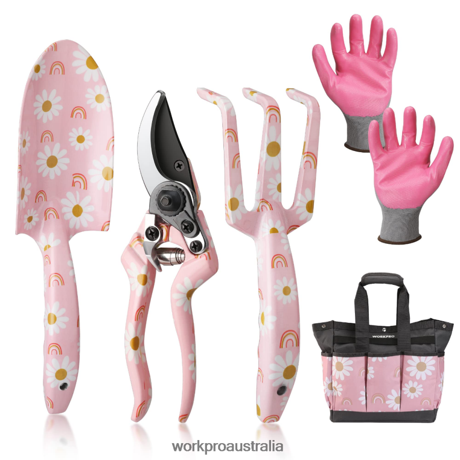 WORKPRO 5PCS Aluminum Heavy Duty Gardening Tool Set D4R0VT284 Tool White/Pink