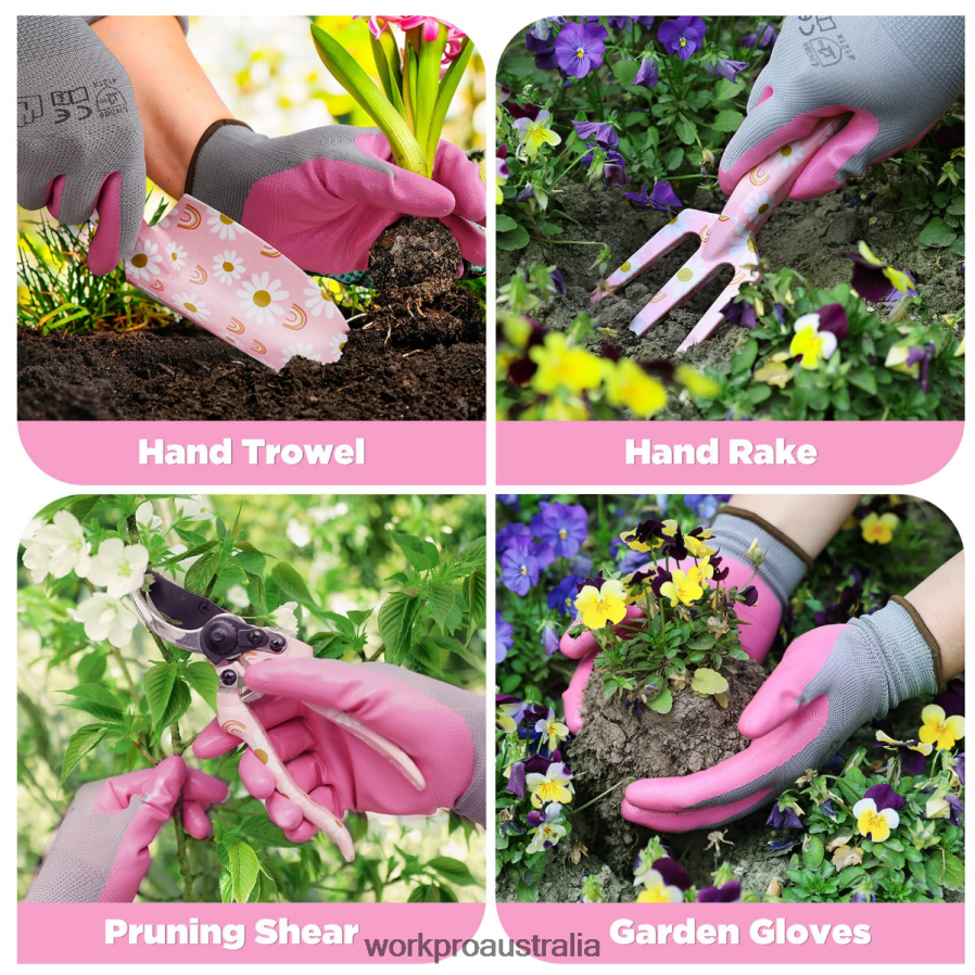 WORKPRO 5PCS Aluminum Heavy Duty Gardening Tool Set D4R0VT284 Tool White/Pink