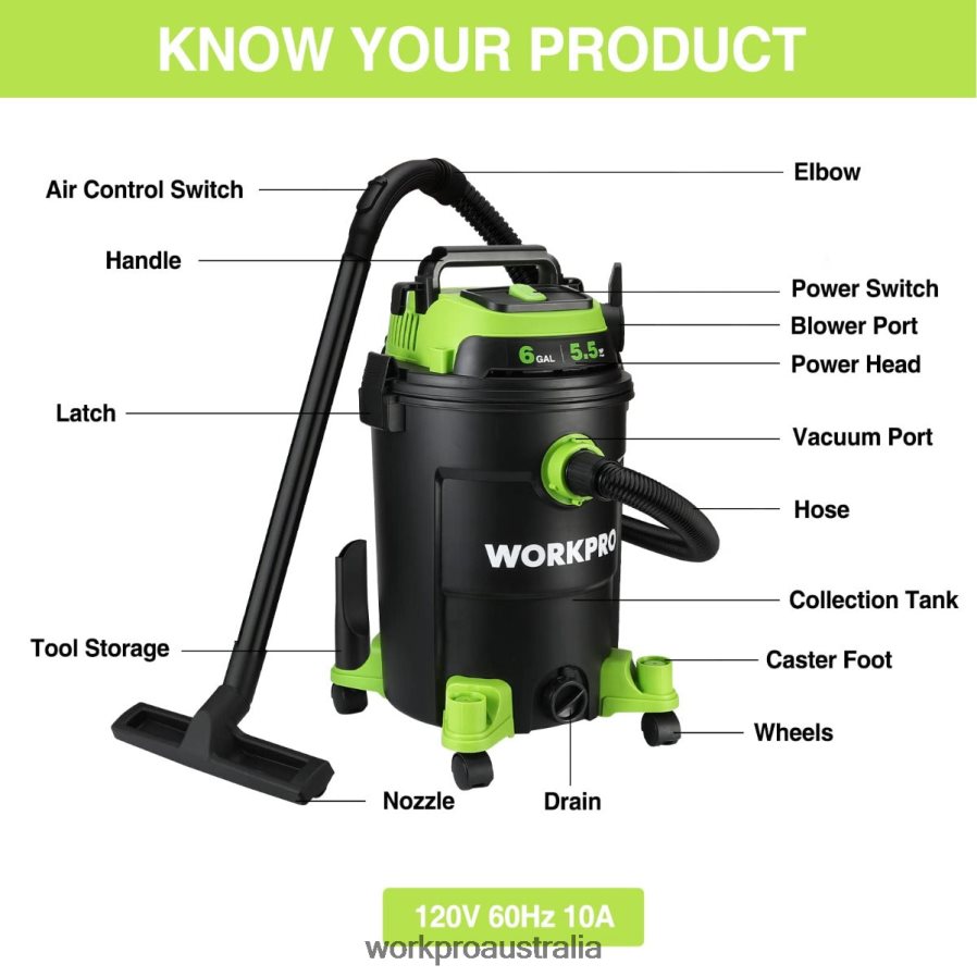 WORKPRO 6 Gallon Shop Vacuum 55 Peak Horsepower Shop Vac Cleaner with HEPA Filter Hose and Accessories D4R0VT215 Tool Helpful