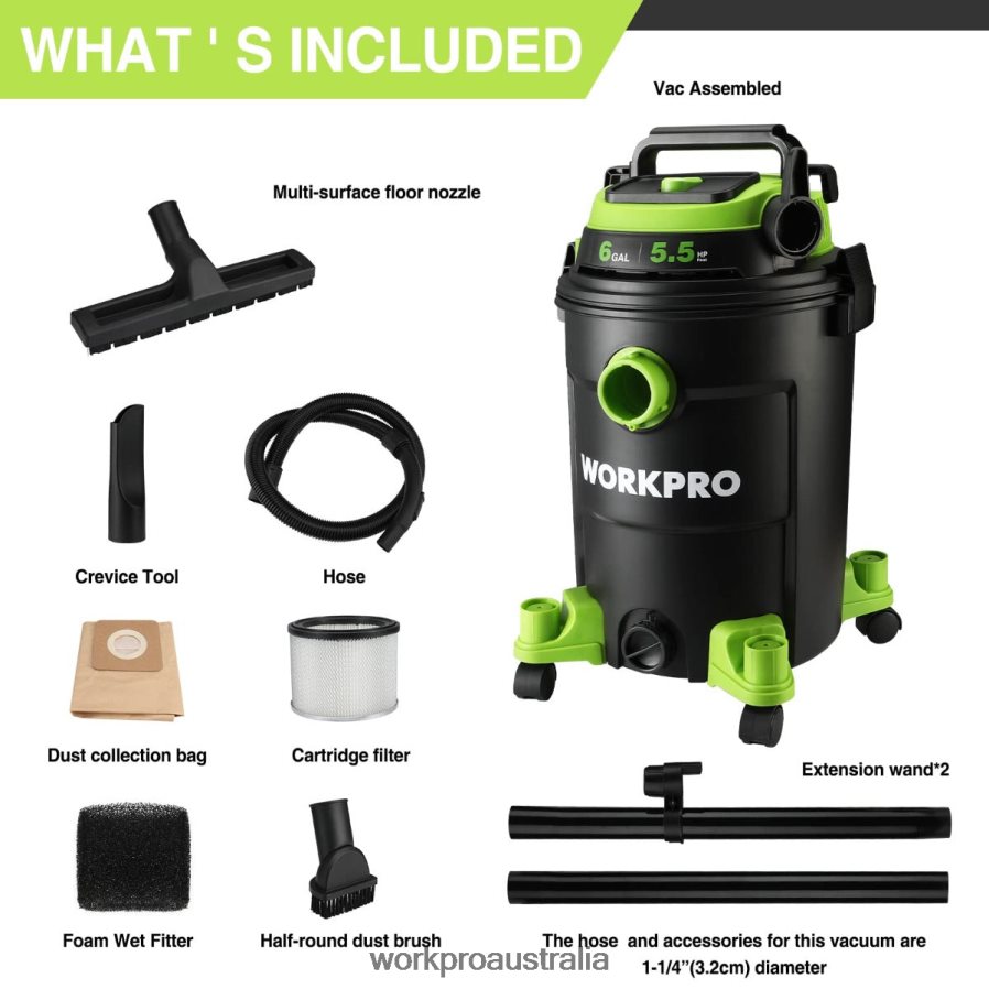 WORKPRO 6 Gallon Shop Vacuum 55 Peak Horsepower Shop Vac Cleaner with HEPA Filter Hose and Accessories D4R0VT215 Tool Helpful
