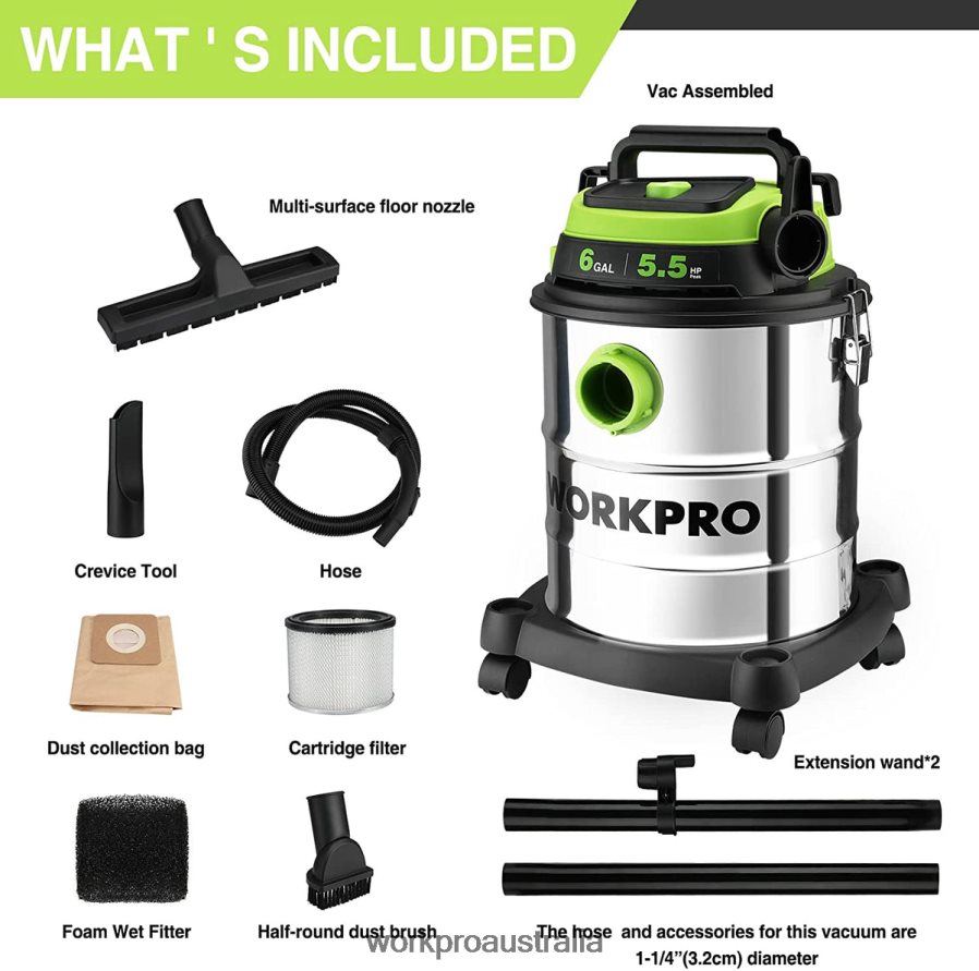 WORKPRO 6 Gallon Wet/Dry Shop Vacuum with HEPA Filter Hose and Accessories for Home/Jobsite Dust Collection D4R0VT213 Tool Morden