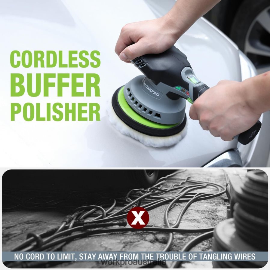 WORKPRO 6-Inch Dual Action Cordless Car Buffer Polisher with 2 pcs 12V Rechargeable Battery D4R0VT238 Tool Morden