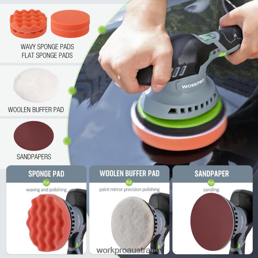 WORKPRO 6-Inch Dual Action Cordless Car Buffer Polisher with 2 pcs 12V Rechargeable Battery D4R0VT238 Tool Morden