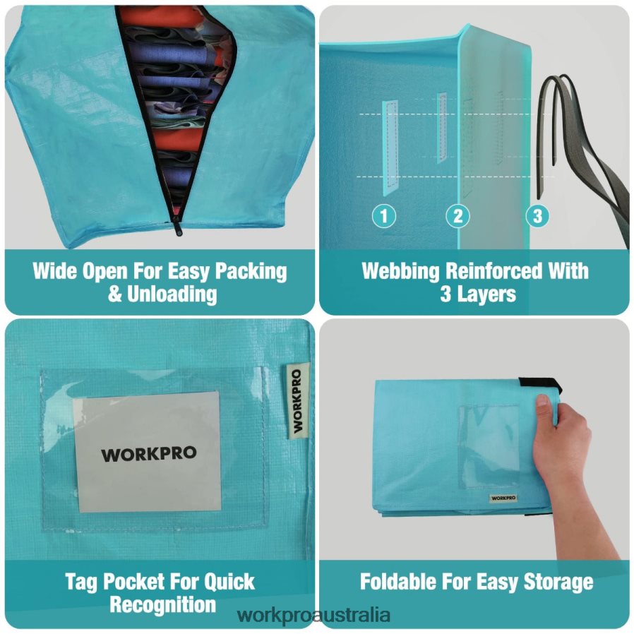 WORKPRO 6 Pack Extra Large Heavy-Duty Storage Moving Tote Bags with Zippers  Carrying Handles Backpack Straps D4R0VT142 Storage Pink/Blue