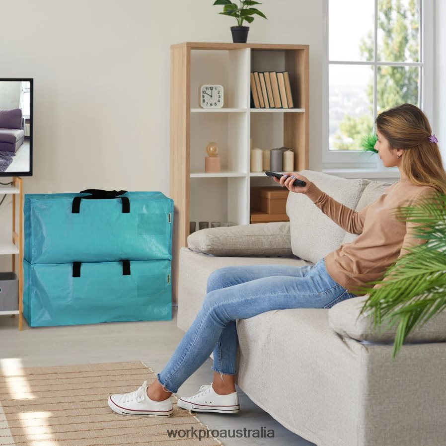 WORKPRO 6 Pack Extra Large Heavy-Duty Storage Moving Tote Bags with Zippers  Carrying Handles Backpack Straps D4R0VT142 Storage Pink/Blue