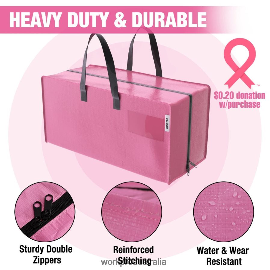 WORKPRO 6 Pack Extra Large Heavy-Duty Storage Moving Tote Bags with Zippers  Carrying Handles Backpack Straps D4R0VT142 Storage Pink/Blue