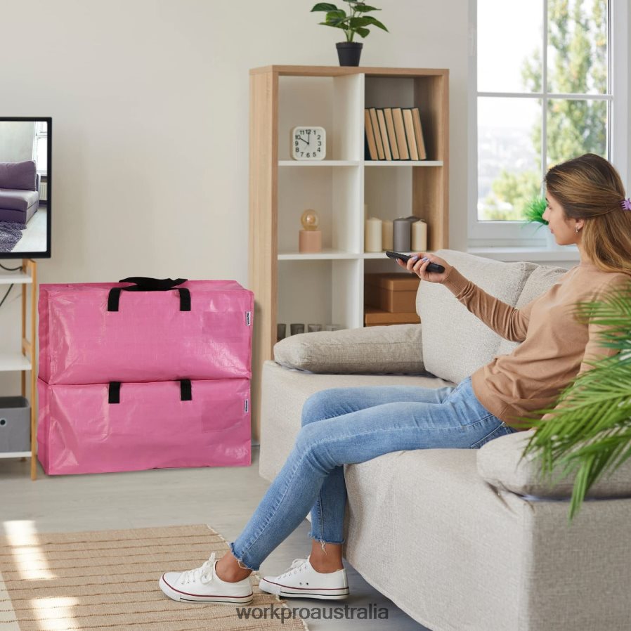 WORKPRO 6 Pack Extra Large Heavy-Duty Storage Moving Tote Bags with Zippers  Carrying Handles Backpack Straps D4R0VT142 Storage Pink/Blue