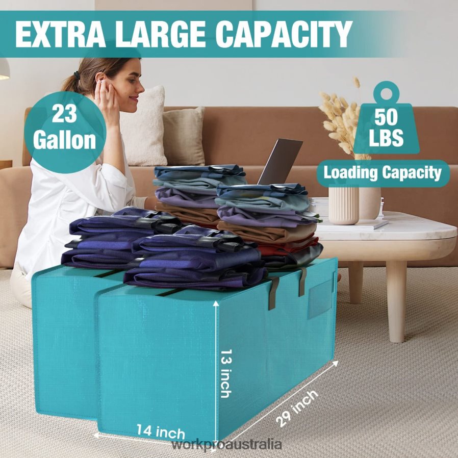 WORKPRO 6 Pack Extra Large Heavy-Duty Storage Moving Tote Bags with Zippers  Carrying Handles Backpack Straps D4R0VT142 Storage Pink/Blue