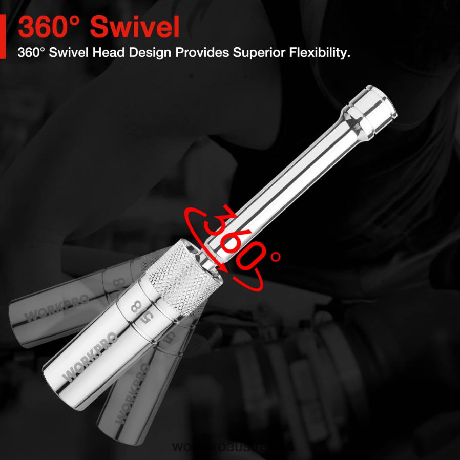 WORKPRO 6 Pcs-9/16-inch 5/8-inch 13/16-inch 14MM Thin Wall Sockets with 4 6 11-inch Extensions Magnetic Swivel Spark Plug Socket Set D4R0VT139 Tool New