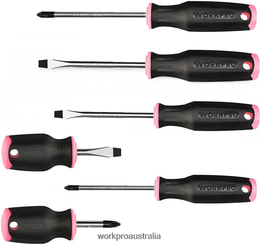 WORKPRO 6 Pcs Magnetic Screwdrivers Set D4R0VT244 Tool Pink