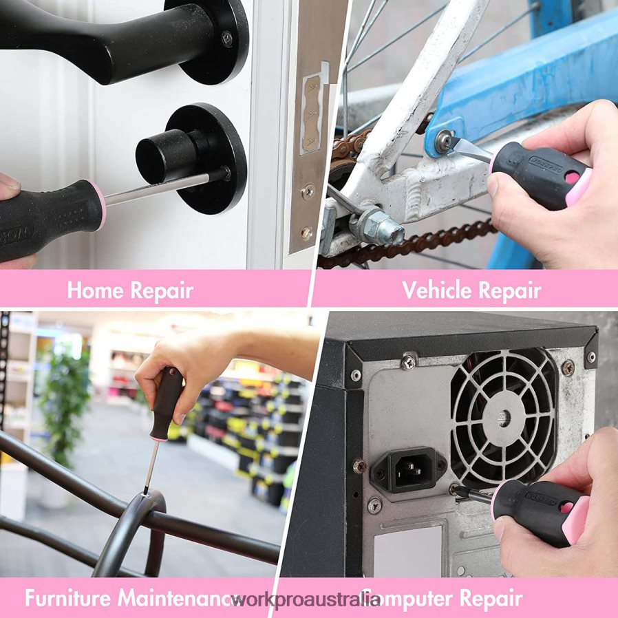 WORKPRO 6 Pcs Magnetic Screwdrivers Set D4R0VT244 Tool Pink