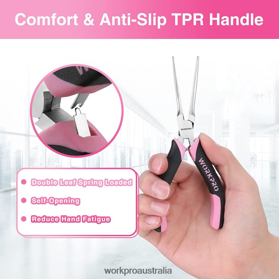 WORKPRO 6 Pcs Mini Pliers Set with Pouch D4R0VT65 Tool Pink