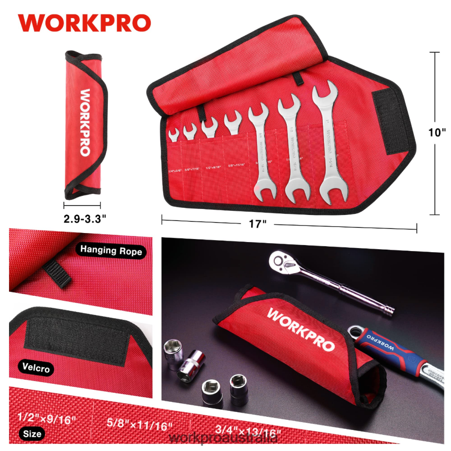 WORKPRO 7 Pcs Metric Super-Thin Wrench Set with Roll-up Organizer Pouch D4R0VT96 Tool Helpful