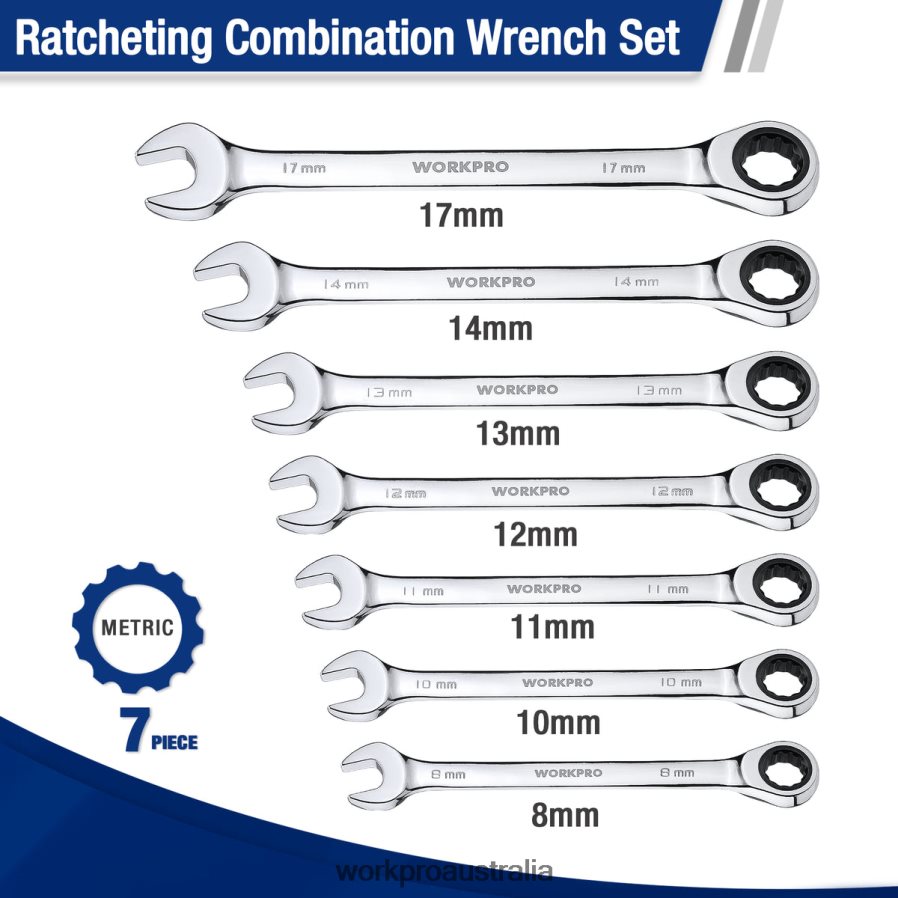 WORKPRO 7-Piece Ratcheting Combination Wrench Set D4R0VT85 Tool Useful