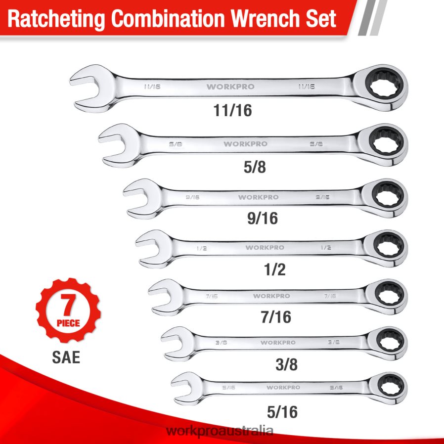 WORKPRO 7-Piece Ratcheting Combination Wrench Set D4R0VT85 Tool Useful
