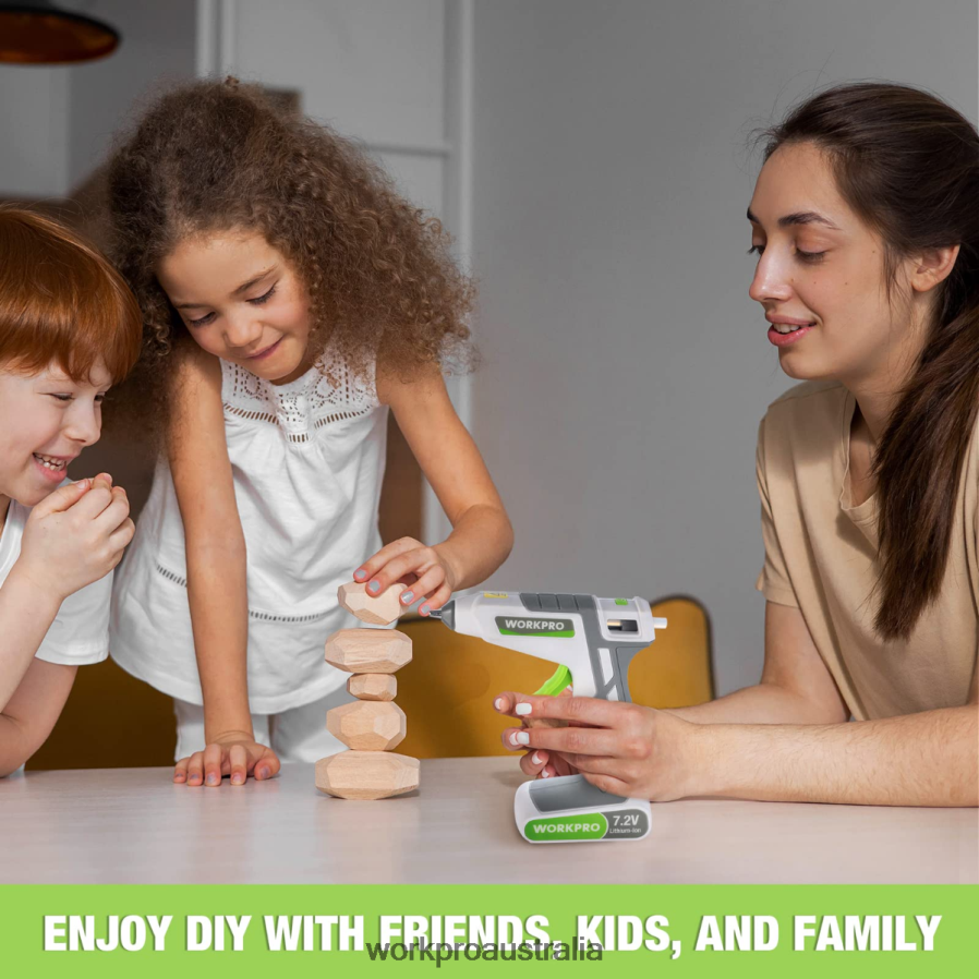 WORKPRO 72V Cordless Hot Melt Glue Gun Kit D4R0VT164 Tool Pink/White