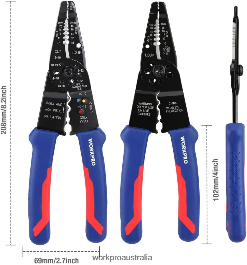 WORKPRO 8-Inch Wire Stripper Multi-Tool Wire Cutter for Stripping Cutting and Crimping D4R0VT158 Tool Useful