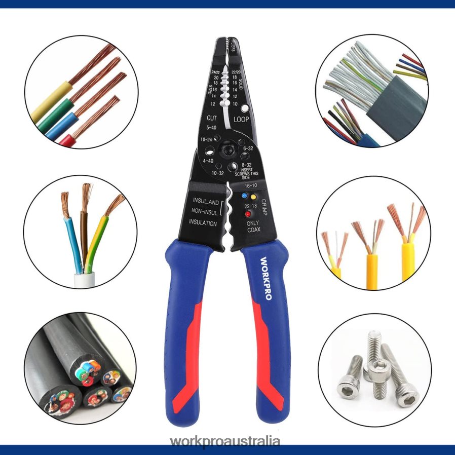 WORKPRO 8-Inch Wire Stripper Multi-Tool Wire Cutter for Stripping Cutting and Crimping D4R0VT158 Tool Useful