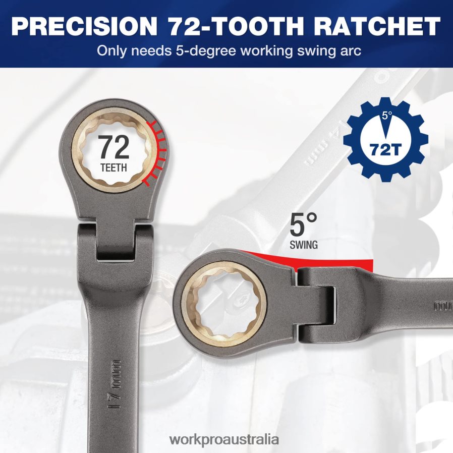 WORKPRO 8 Pcs Flex-Head Ratcheting Combination Wrench Set with Organizer Bag D4R0VT86 Tool Useful