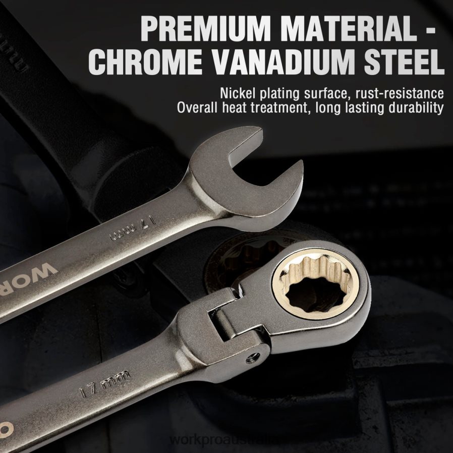 WORKPRO 8 Pcs Flex-Head Ratcheting Combination Wrench Set with Organizer Bag D4R0VT86 Tool Useful