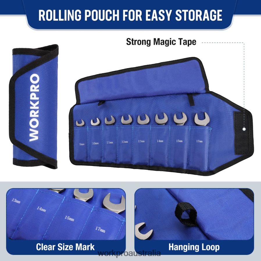 WORKPRO 8 Pcs Flex-Head Stubby Ratcheting Combination Wrench Set D4R0VT82 Tool New