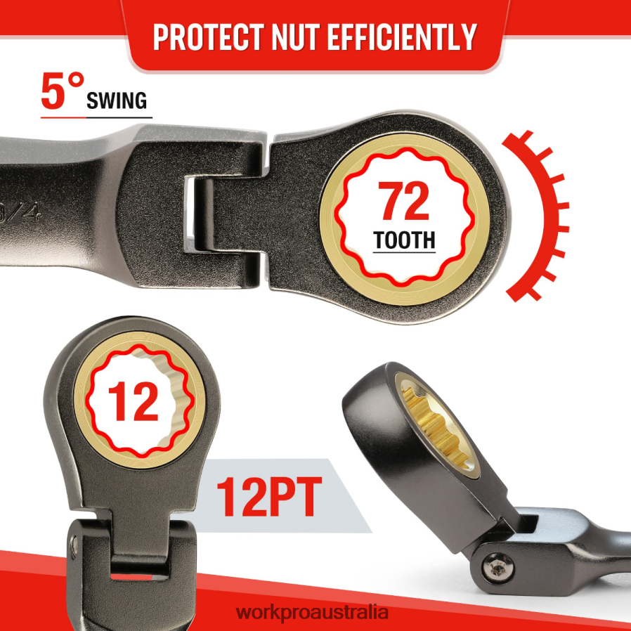 WORKPRO 8 Pcs Flex-Head Stubby Ratcheting Combination Wrench Set D4R0VT82 Tool New