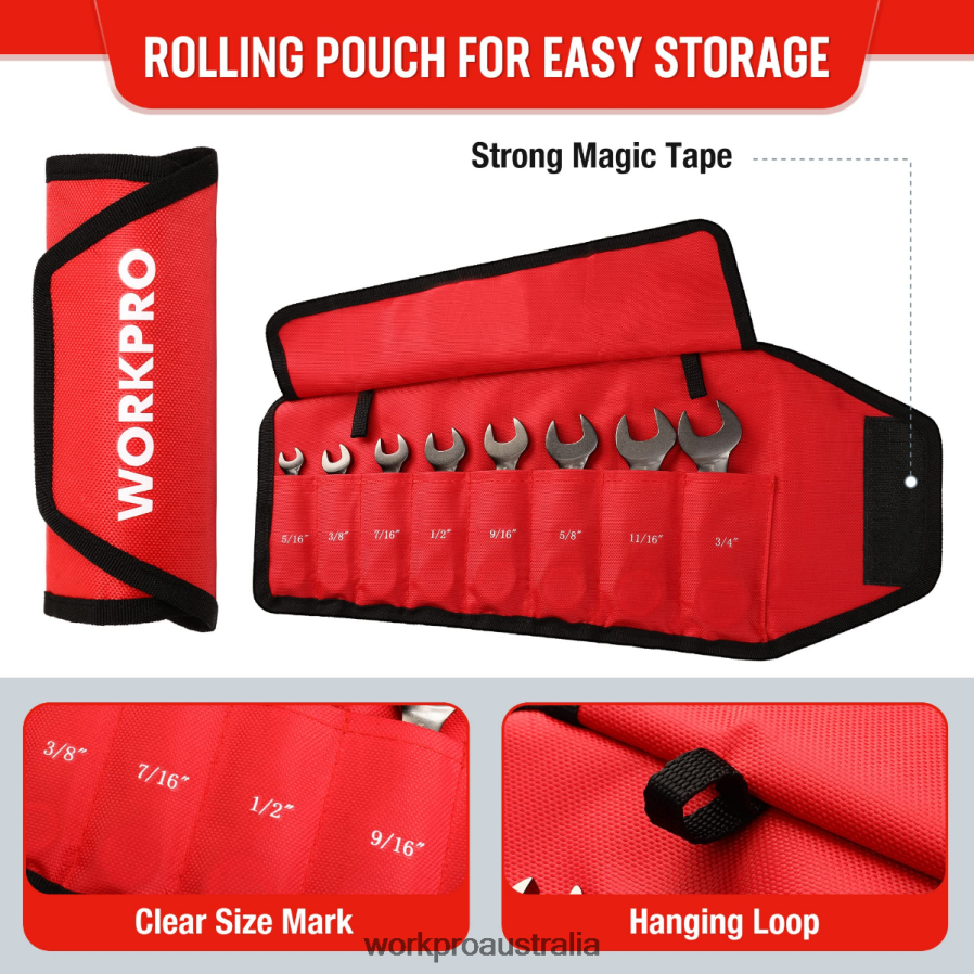 WORKPRO 8 Pcs Flex-Head Stubby Ratcheting Combination Wrench Set D4R0VT82 Tool New