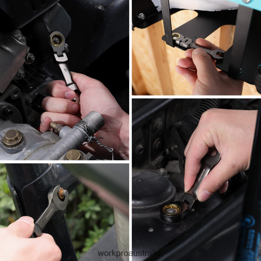 WORKPRO 8 Pcs Flex-Head Stubby Ratcheting Combination Wrench Set D4R0VT82 Tool New