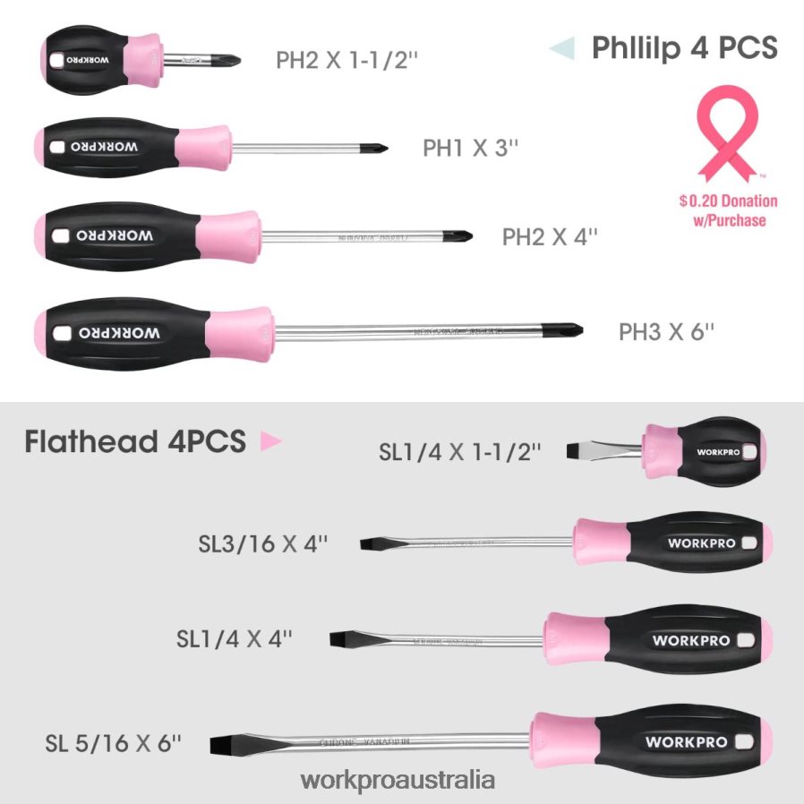 WORKPRO 8 Pcs Magnetic Screwdrivers Set with Organizer Rack D4R0VT247 Tool Useful