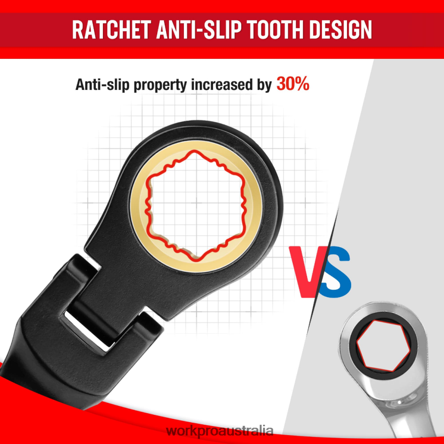 WORKPRO 8 Pcs Ratcheting Combination Flex-Head Anti-Slip Wrench Set D4R0VT80 Tool Morden