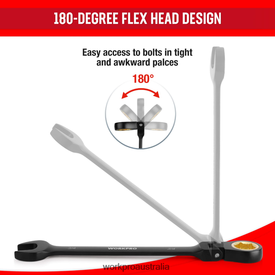 WORKPRO 8 Pcs Ratcheting Combination Flex-Head Anti-Slip Wrench Set D4R0VT80 Tool Morden