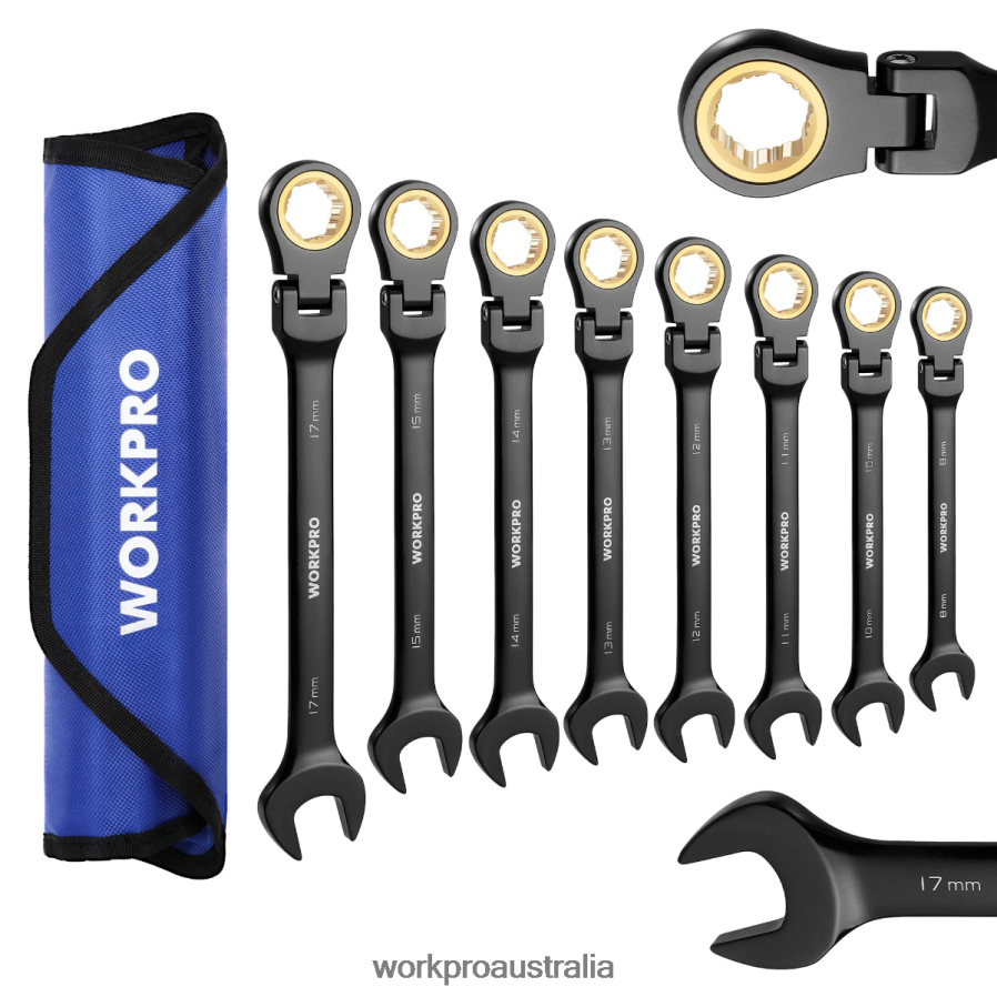 WORKPRO 8 Pcs Ratcheting Combination Flex-Head Anti-Slip Wrench Set D4R0VT80 Tool Morden