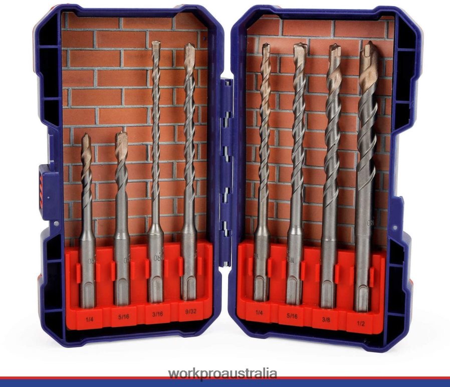 WORKPRO 8 Pcs SDS-plus Drill Bit Set Carbide Tip SDS+ Rotary Hammer Drill Bit Set with Storage Case for Brick Cement Stone  Concrete D4R0VT205 Tool Useful