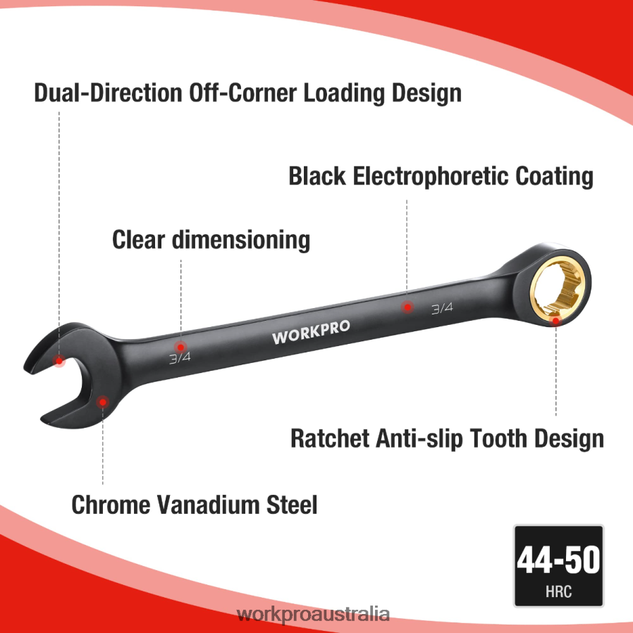 WORKPRO 9 Pcs Anti-Slip Ratcheting Combination Wrench Set D4R0VT88 Tool Black