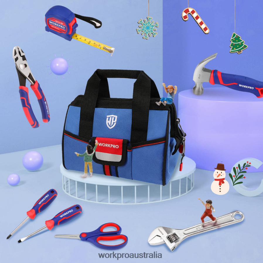 WORKPRO 9 Pcs Kids Junior Tool Set with Tool Bag D4R0VT253 Tool Pink/Blue